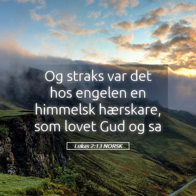 Picture 05 - Lukas 2:13 NORSK - Og straks var det hos engelen en himmelsk - Bible Verse Picture