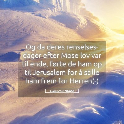 Picture 05 - Lukas 2:22 NORSK - Og da deres renselses-dager efter Mose lov var - Bible Verse Picture