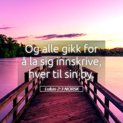 Picture 05 - Lukas 2:3 NORSK - Og alle gikk for å la sig innskrive, hver til - Bible Verse Picture