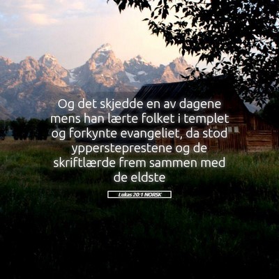 Picture 05 - Lukas 20:1 NORSK - Og det skjedde en av dagene mens han lærte - Bible Verse Picture