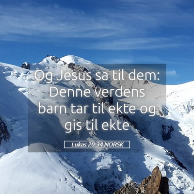 Picture 05 - Lukas 20:34 NORSK - Og Jesus sa til dem: Denne verdens barn tar til - Bible Verse Picture