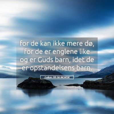 Picture 05 - Lukas 20:36 NORSK - for de kan ikke mere dø, for de er englene like - Bible Verse Picture