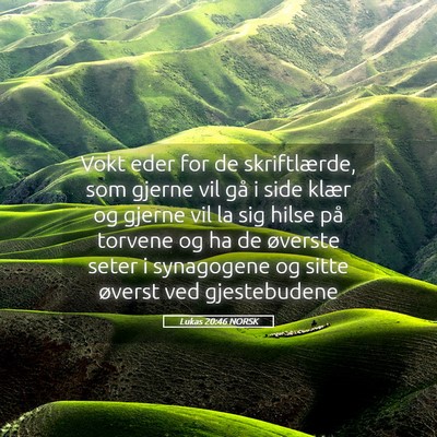 Picture 05 - Lukas 20:46 NORSK - Vokt eder for de skriftlærde, som gjerne vil gå - Bible Verse Picture