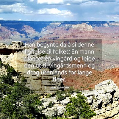 Picture 05 - Lukas 20:9 NORSK - Han begynte da å si denne lignelse til folket: - Bible Verse Picture
