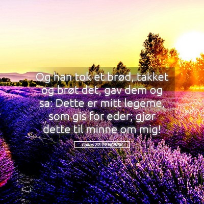 Picture 05 - Lukas 22:19 NORSK - Og han tok et brød, takket og brøt det, gav dem - Bible Verse Picture