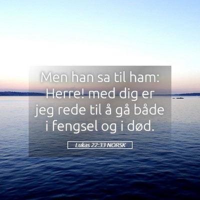 Picture 05 - Lukas 22:33 NORSK - Men han sa til ham: Herre! med dig er jeg rede - Bible Verse Picture