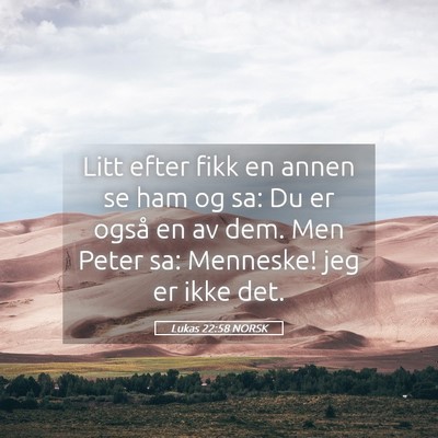 Picture 05 - Lukas 22:58 NORSK - Litt efter fikk en annen se ham og sa: Du er - Bible Verse Picture