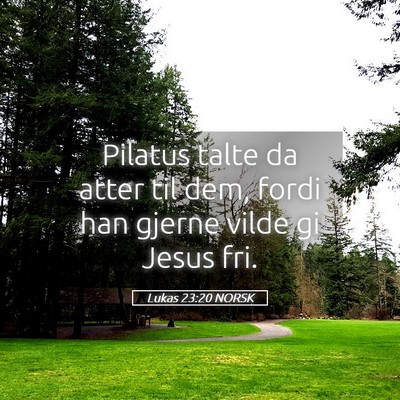 Picture 05 - Lukas 23:20 NORSK - Pilatus talte da atter til dem, fordi han gjerne - Bible Verse Picture