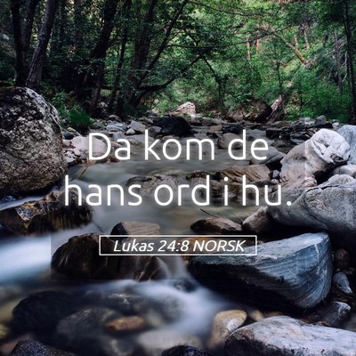 Picture 05 - Lukas 24:8 NORSK - Da kom de hans ord i - Bible Verse Picture