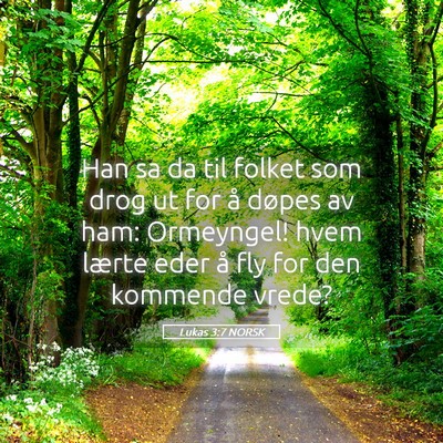 Picture 05 - Lukas 3:7 NORSK - Han sa da til folket som drog ut for å døpes av - Bible Verse Picture