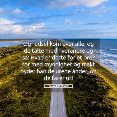 Picture 05 - Lukas 4:36 NORSK - Og redsel kom over alle, og de talte med - Bible Verse Picture