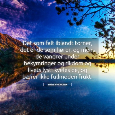 Picture 05 - Lukas 8:14 NORSK - Det som falt iblandt torner, det er de som - Bible Verse Picture