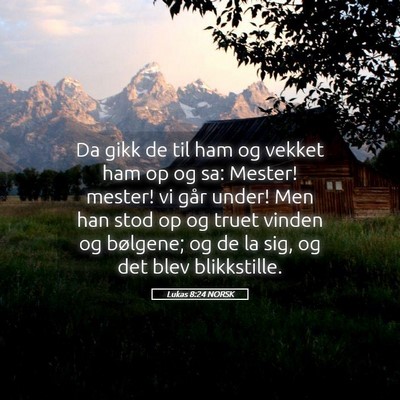 Picture 05 - Lukas 8:24 NORSK - Da gikk de til ham og vekket ham op og sa: - Bible Verse Picture