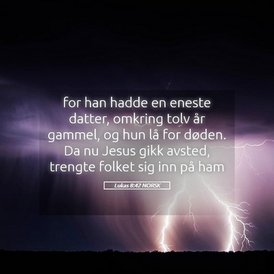 Picture 05 - Lukas 8:42 NORSK - for han hadde en eneste datter, omkring tolv år - Bible Verse Picture