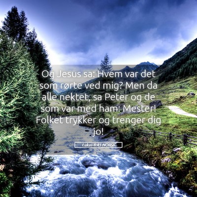 Picture 05 - Lukas 8:45 NORSK - Og Jesus sa: Hvem var det som rørte ved mig? Men - Bible Verse Picture