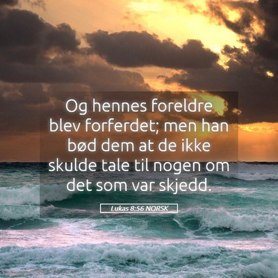 Picture 05 - Lukas 8:56 NORSK - Og hennes foreldre blev forferdet; men han bød - Bible Verse Picture