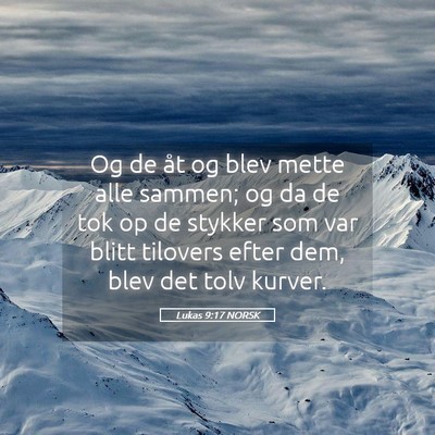 Picture 05 - Lukas 9:17 NORSK - Og de åt og blev mette alle sammen; og da de tok - Bible Verse Picture
