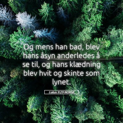 Picture 05 - Lukas 9:29 NORSK - Og mens han bad, blev hans åsyn anderledes å se - Bible Verse Picture