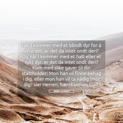 Picture 05 - Malaki 1:8 NORSK - Når I kommer med et blindt dyr for å ofre det, - Bible Verse Picture