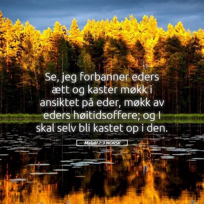 Picture 05 - Malaki 2:3 NORSK - Se, jeg forbanner eders ætt og kaster møkk i - Bible Verse Picture
