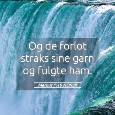 Picture 05 - Markus 1:18 NORSK - Og de forlot straks sine garn og fulgte - Bible Verse Picture