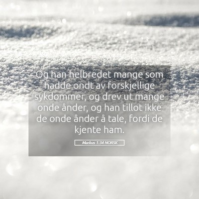 Picture 05 - Markus 1:34 NORSK - Og han helbredet mange som hadde ondt av - Bible Verse Picture