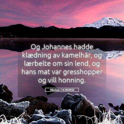 Picture 05 - Markus 1:6 NORSK - Og Johannes hadde klædning av kamelhår, og - Bible Verse Picture