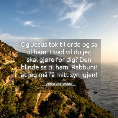Picture 05 - Markus 10:51 NORSK - Og Jesus tok til orde og sa til ham: Hvad vil du - Bible Verse Picture