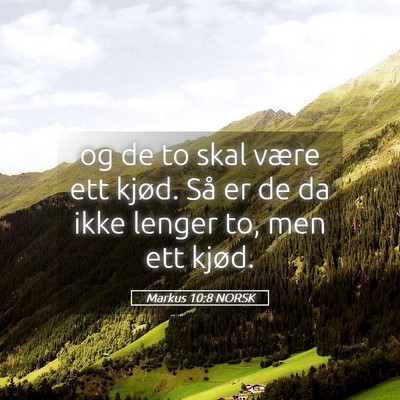 Picture 05 - Markus 10:8 NORSK - og de to skal være ett kjød. Så er de da ikke - Bible Verse Picture