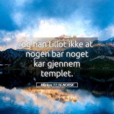 Picture 05 - Markus 11:16 NORSK - og han tillot ikke at nogen bar noget kar gjennem - Bible Verse Picture