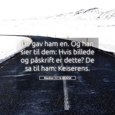 Picture 05 - Markus 12:16 NORSK - De gav ham en. Og han sier til dem: Hvis billede - Bible Verse Picture