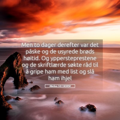 Picture 05 - Markus 14:1 NORSK - Men to dager derefter var det påske og de - Bible Verse Picture