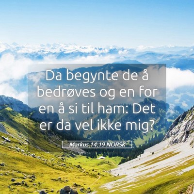 Picture 05 - Markus 14:19 NORSK - Da begynte de å bedrøves og en for en å si til - Bible Verse Picture