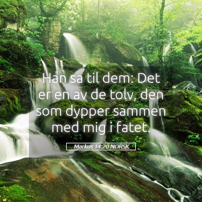 Picture 05 - Markus 14:20 NORSK - Han sa til dem: Det er en av de tolv, den som - Bible Verse Picture