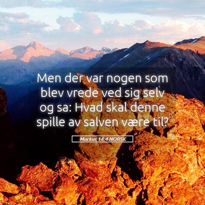 Picture 05 - Markus 14:4 NORSK - Men der var nogen som blev vrede ved sig selv og - Bible Verse Picture
