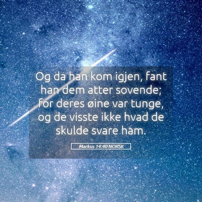 Picture 05 - Markus 14:40 NORSK - Og da han kom igjen, fant han dem atter sovende; - Bible Verse Picture