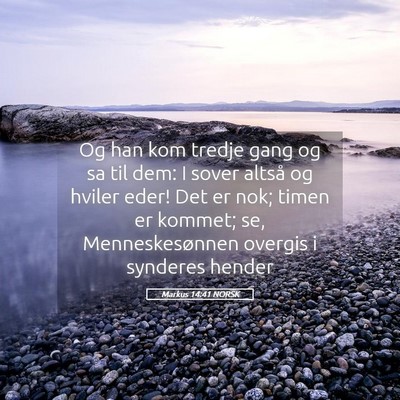 Picture 05 - Markus 14:41 NORSK - Og han kom tredje gang og sa til dem: I sover - Bible Verse Picture