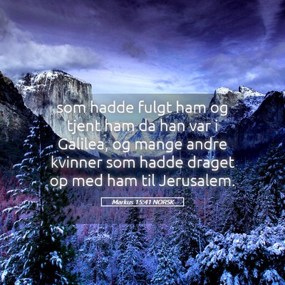 Picture 05 - Markus 15:41 NORSK - som hadde fulgt ham og tjent ham da han var i - Bible Verse Picture