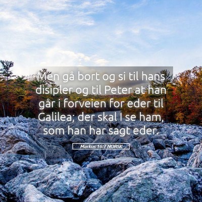 Picture 05 - Markus 16:7 NORSK - Men gå bort og si til hans disipler og til Peter - Bible Verse Picture
