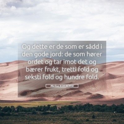 Picture 05 - Markus 4:20 NORSK - Og dette er de som er sådd i den gode jord: de - Bible Verse Picture