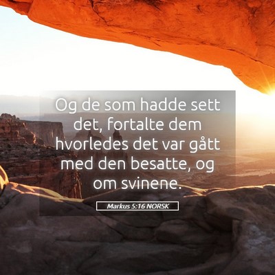 Picture 05 - Markus 5:16 NORSK - Og de som hadde sett det, fortalte dem hvorledes - Bible Verse Picture