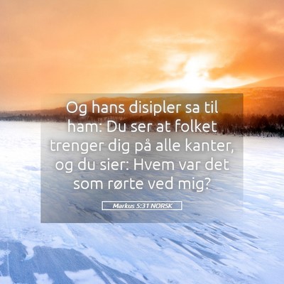 Picture 05 - Markus 5:31 NORSK - Og hans disipler sa til ham: Du ser at folket - Bible Verse Picture