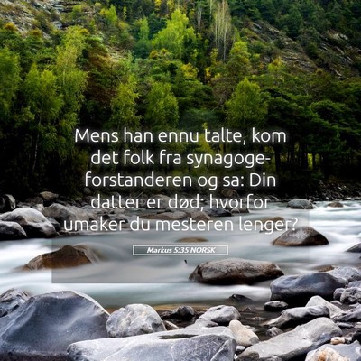 Picture 05 - Markus 5:35 NORSK - Mens han ennu talte, kom det folk fra - Bible Verse Picture