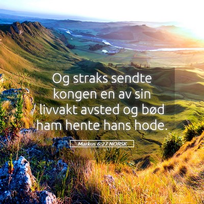 Picture 05 - Markus 6:27 NORSK - Og straks sendte kongen en av sin livvakt avsted - Bible Verse Picture