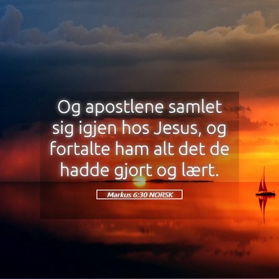 Picture 05 - Markus 6:30 NORSK - Og apostlene samlet sig igjen hos Jesus, og - Bible Verse Picture