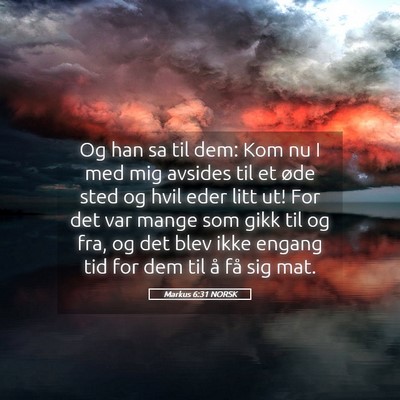 Picture 05 - Markus 6:31 NORSK - Og han sa til dem: Kom nu I med mig avsides til - Bible Verse Picture