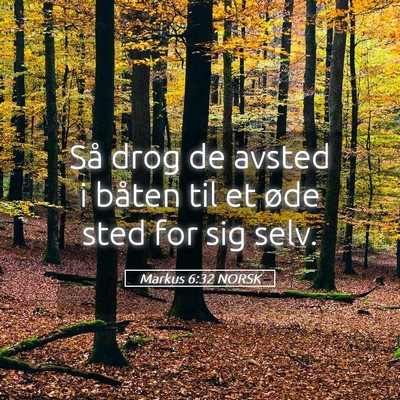 Picture 05 - Markus 6:32 NORSK - Så drog de avsted i båten til et øde sted for - Bible Verse Picture