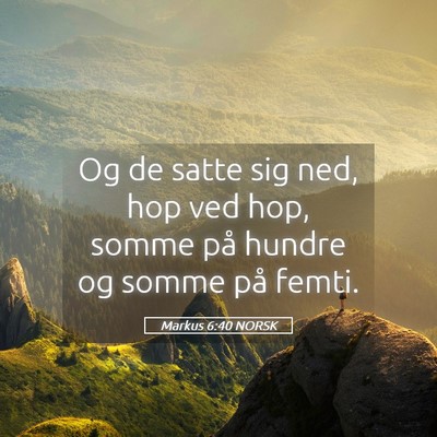 Picture 05 - Markus 6:40 NORSK - Og de satte sig ned, hop ved hop, somme på - Bible Verse Picture