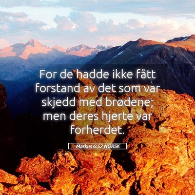 Picture 05 - Markus 6:52 NORSK - For de hadde ikke fått forstand av det som var - Bible Verse Picture
