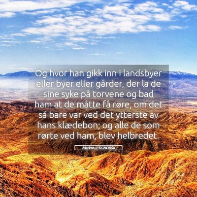 Picture 05 - Markus 6:56 NORSK - Og hvor han gikk inn i landsbyer eller byer eller - Bible Verse Picture